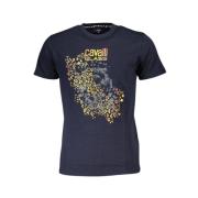 Cavalli Class Blå Bomull Tryckt Logotyp T-Shirt Blue, Herr