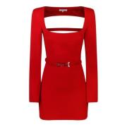 Patrizia Pepe Röd Bodycon Klänning med Cut Out Rygg Red, Dam