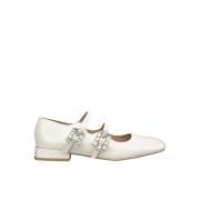 ALMA EN PENA Rhinestone Ballerina Flats White, Dam