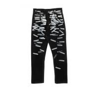 Pleasures Slim-Fit Logo Print Jeans Black, Herr