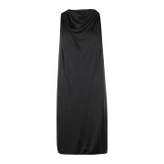 Lanvin Twisted Back Knee-Length Scarf Dress Black, Dam