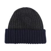 Fedeli Kashmir Beanie Grå Blå Ribbad Gray, Herr