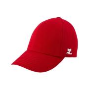 Courrèges Röd Bomull Signature Cap Red, Dam