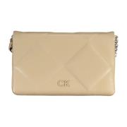 Calvin Klein Beige Axelväska med Justerbar Rem Beige, Dam