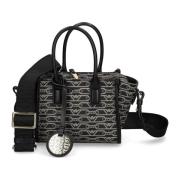 Emporio Armani Monogram Motiv Vegansk Läder Väska Black, Dam