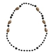 Dolce & Gabbana Minimalistisk Svart Pärla Lång Halsband Black, Dam