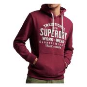 Superdry Athletic Script Grafisk Hoodie Red, Herr