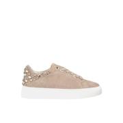 ALMA EN PENA Studded Läder Sneaker Plattform Skor Beige, Dam