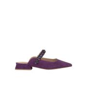 Alma EN Pena Kristalldekorerad platt mule Purple, Dam