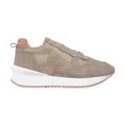 ALMA EN PENA Skinande lädersneaker med plattformsula Beige, Dam