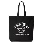 Carhartt Wip Stamp Tote Svart Vit Denim Väska Black, Dam