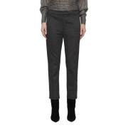 Dondup Zip Pants i Herringbone Mönster Black, Dam