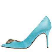 Manolo Blahnik Pre-owned Pre-owned Satin klackskor Blue, Dam