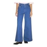 Marni Wide-leg Logo Patch Jeans Blue, Dam