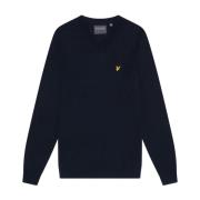 Lyle & Scott Merino V Neck Pullover Blue, Herr