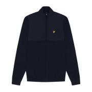 Lyle & Scott Stickad Hel Dragkedja Tröja Blue, Herr