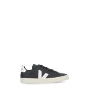 Veja Svarta Lädersneakers Rund Tå Logo Black, Dam