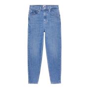 Tommy Jeans Högmidjade Mom Jeans i Blu Denim Blue, Dam