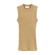 Sportmax Beige Ribbad Linne Beige, Dam