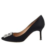 Manolo Blahnik Pre-owned Pre-owned Satin klackskor Black, Dam