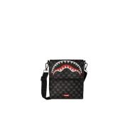 Sprayground Drip Check Shark Crossbody Väska Black, Herr