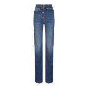 Elisabetta Franchi Indigo Blue Bell Bottom Jeans Blue, Dam