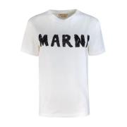 Marni Vit T-shirt med frontlogo tryck White, Dam