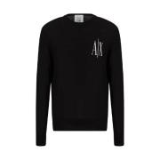 Armani Exchange Svart Tröja Minimalistisk Stil Black, Herr