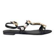 Dolce & Gabbana Svarta Kristall Flats Sandaler Skor Black, Dam