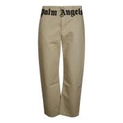 Palm Angels Klassiska Logo Byxor Beige, Herr