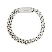 Saint Laurent Silver Magnetisk Stängning Metallplatta Gray, Herr