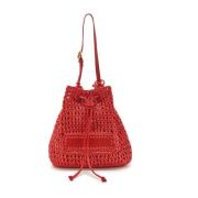 Maliparmi Raffia Crochet Bucket Bag Red, Dam