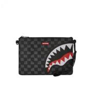 Sprayground Svart Faux Läder Clutchväska Black, Unisex