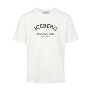 Iceberg Logo Print Bomull T-shirt Beige, Herr