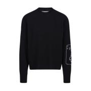 Iceberg Broderad Logo Crew-neck Sweater Black, Herr