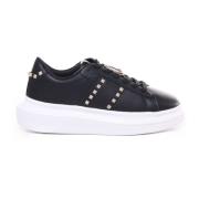 Just Cavalli Svarta Lädersneakers med Sidofickor Black, Dam