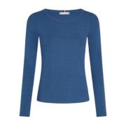 Tommy Hilfiger Dam Slim Ribbad Långärmad T-shirt Blue, Dam