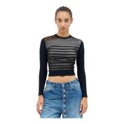 Jean Paul Gaultier Mesh Overlay Sweater Black, Dam