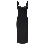 Versace Jeans Couture Svart Midi Sheath Klänning Barock Spännen Black,...