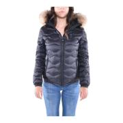 Blauer Quiltad huva dunjacka Black, Dam