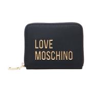 Love Moschino Svart Ecoleather Plånbok med Dragkedja Black, Dam