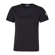 Moncler Svart Bomull Jersey Crew Neck T-shirt Black, Dam