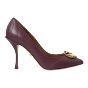 Dolce & Gabbana Burgundy Läder Hjärta Devotion Pumps Skor Brown, Dam