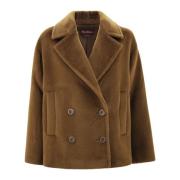 Max Mara Studio Brun Alpacka Ull Caban Jacka Brown, Dam