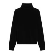 Max Mara Studio Kashmirblandning Turtleneck Tröja Svart Black, Dam