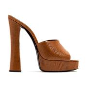 Saint Laurent Stiliga Mules för Modemedvetna Kvinnor Brown, Dam