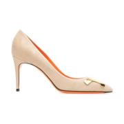 Santoni Höga läderpumps Beige, Dam