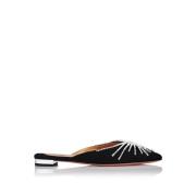 Aquazzura Elegant Mules med Snakeskin Detaljer Black, Dam