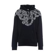 Marcelo Burlon Svart Hoodie med Grafiskt Tryck Black, Herr