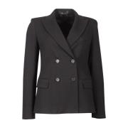 Max Mara Weekend Svart Dubbelknäppt Blazer Jersey Black, Dam